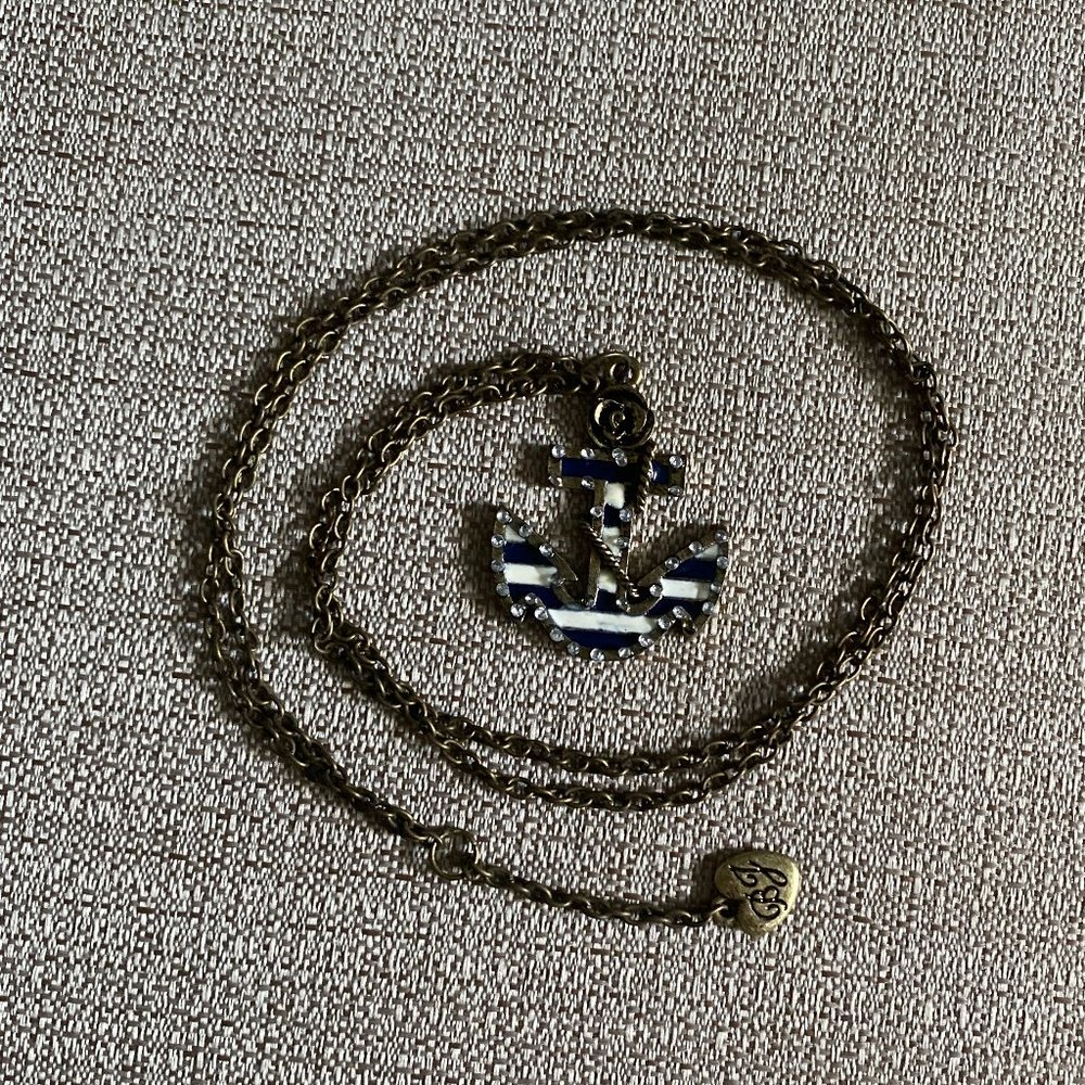 BNWOT Vintage Betsey Johnson In The Navy Sailor Anchor Necklace